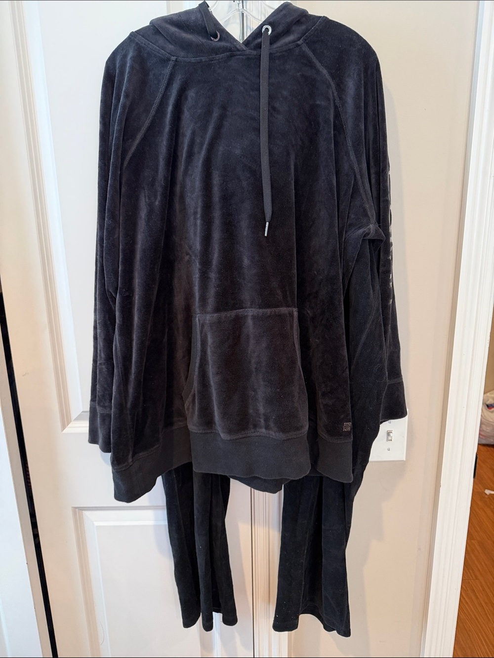 Calvin Klein Black Velour Track Set - Hoodie & Joggers